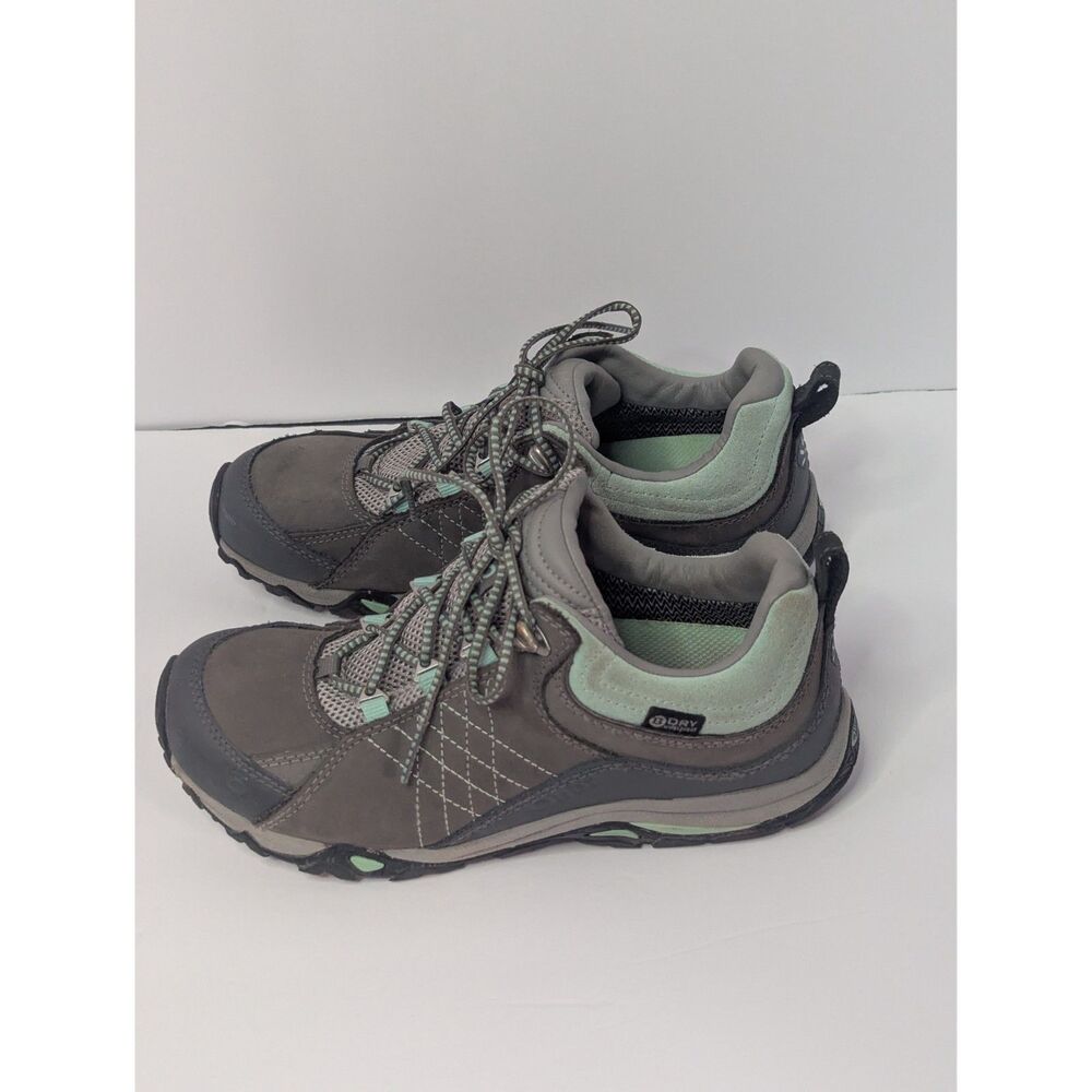 Oboz Womens 7 Gray Teal Hiking Trail Outdoor Walking Shoes Sneakers